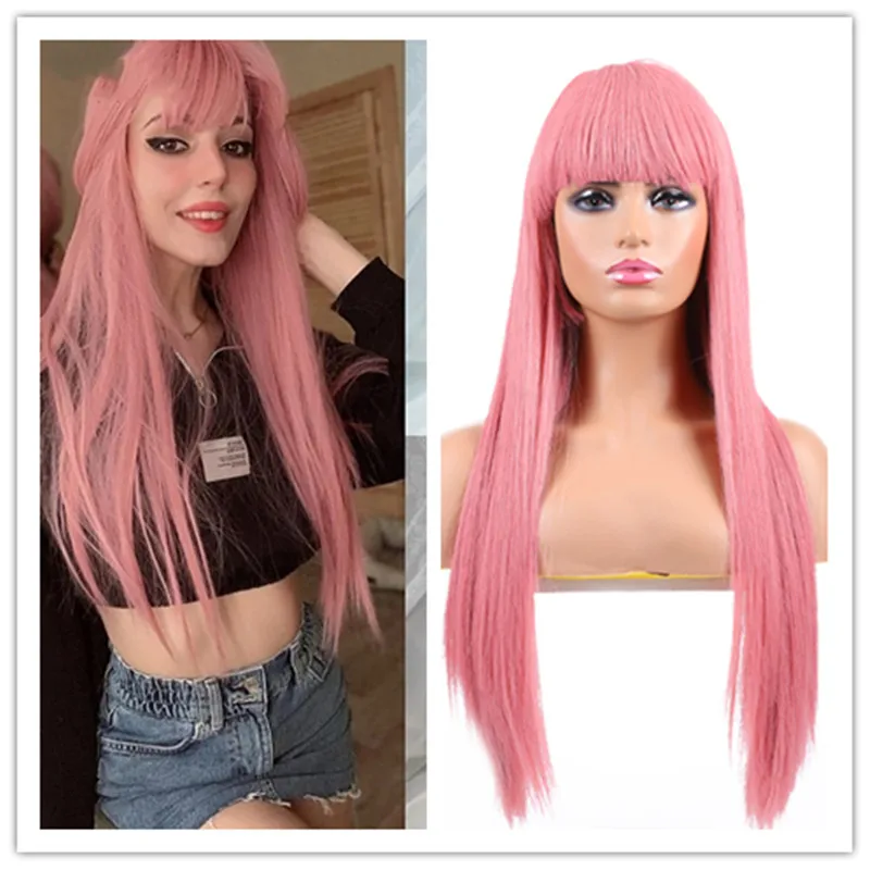 

Длинный прямой оранжевый парик SuQ для косплея, парики для вечеринки с челкой, синтетические волосы, парики для женщин, термостойкие для ежед...