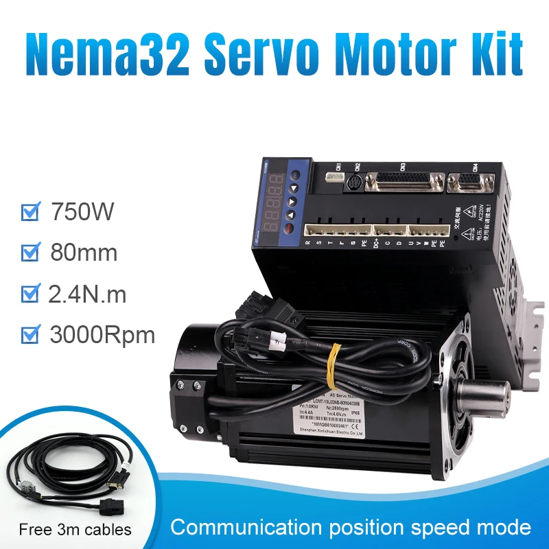 80ST M02430 220V 750W AC серводвигатель 3000 об/мин 2 4 N.M. 0 75 кВт однофазный Серводвигатель и B2