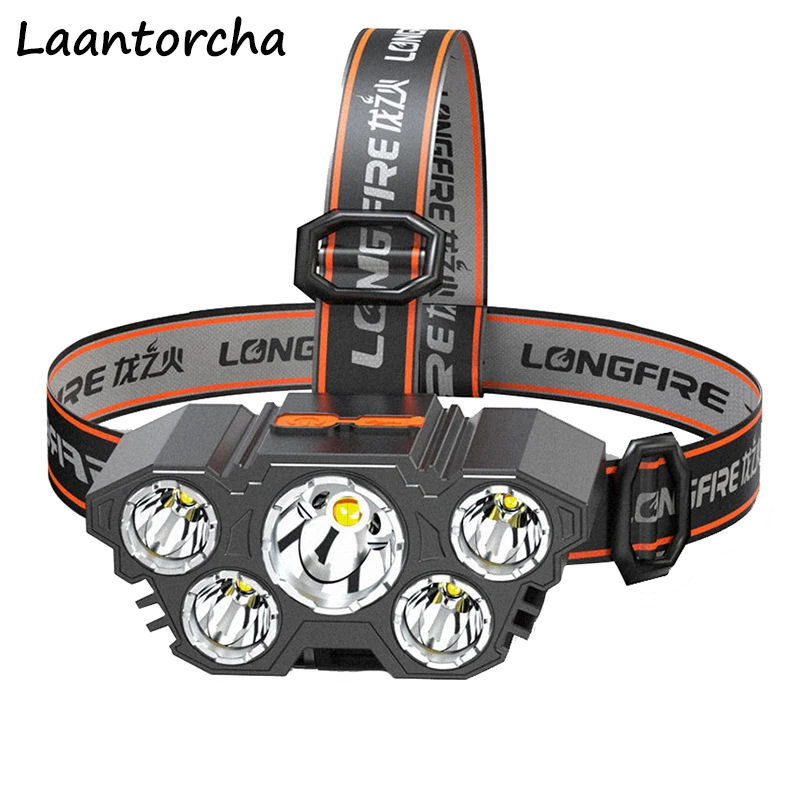 

head lamp Five heads Ultra Bright Headlamps USB Rechargeable fishing Headlight Outdoor Camping LED powerful Headlamp Light