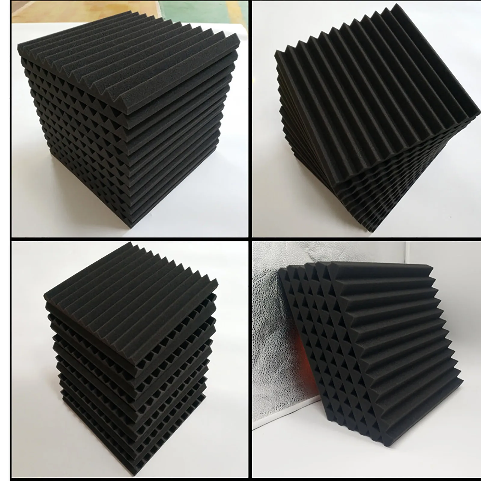 

24 PCS Drum Room Recording Studio Fireproof Wave Peak Triangle Cotton Sponge High-density Sound-absorbing Sponge Wall Sticker