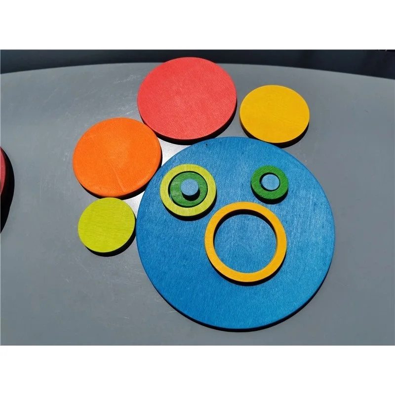 

Baby Montessori Wooden Toys Elemental Rainbow Stacking Blocks /Unpaint Wood Tree Building Stacker Car Volcano Coral Sea Wave
