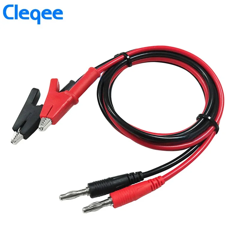 

Cleqee P1040 1Set 1M 4mm Banana Plug to Crocodile Alligator Clip Test Probe Lead Wire Cable Test Leads Kits