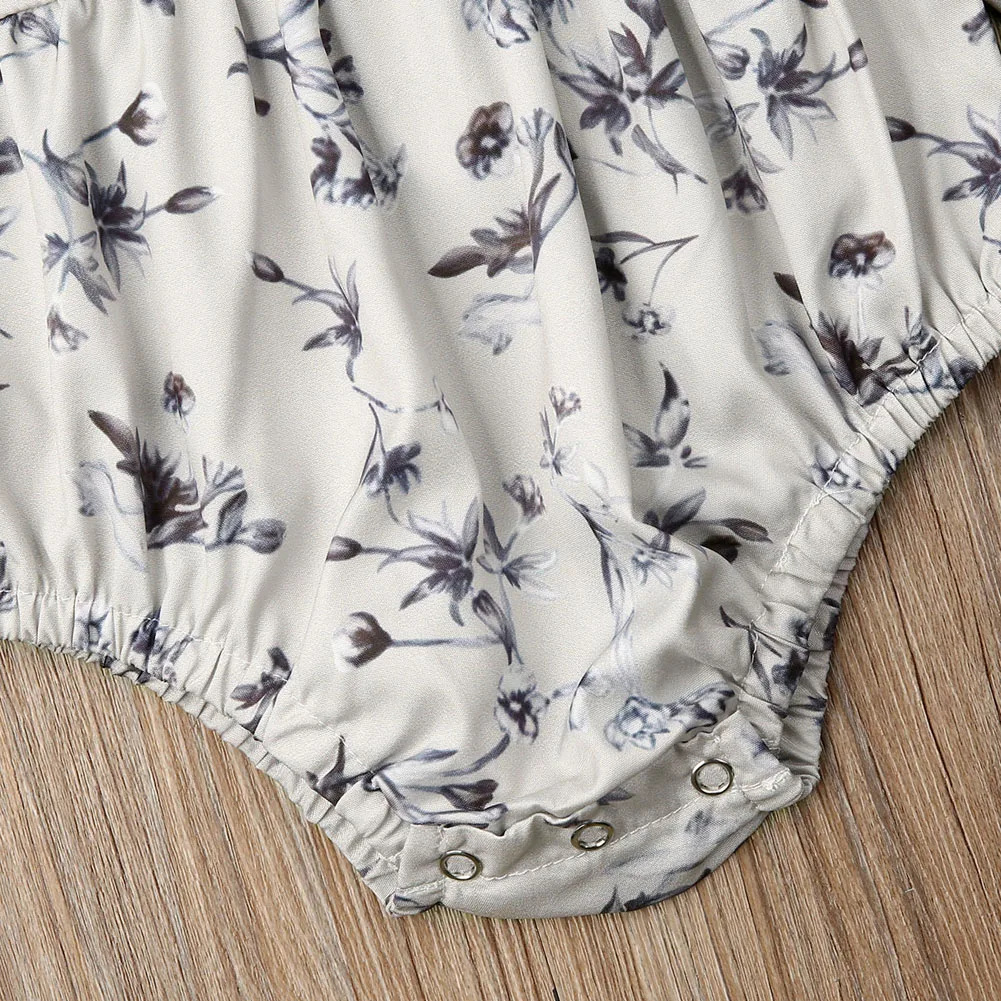 2019 Toddler Newborn Baby Girl Bodysuit Floral Autumn Long Sleeve Peter Pan Collar Jumpsuit Playsuit Clothes Outfits Clothing |