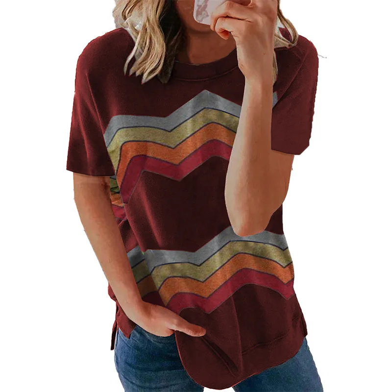 

Women's T-shirts Striped New Fashion Tops for Woman Summer 2021 Soft Comfy Casual T-shirt Female Clothing