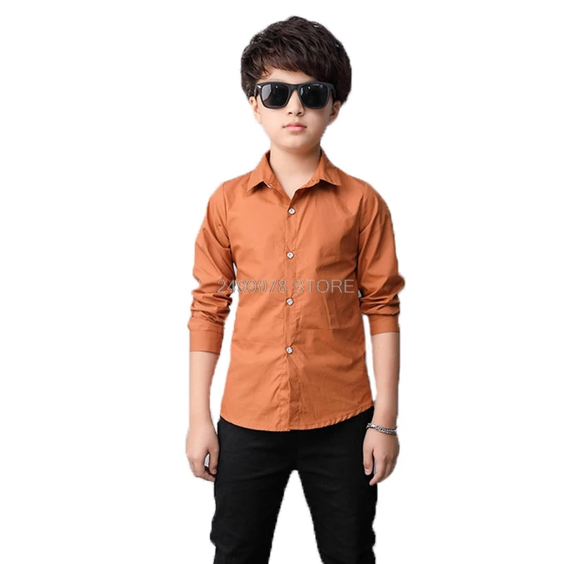 

Shirts For Boys Brand Spring Autumn Kids Cotton Shirts Children Clothing Boys Teenage Sports School Uniform Dress Shirts