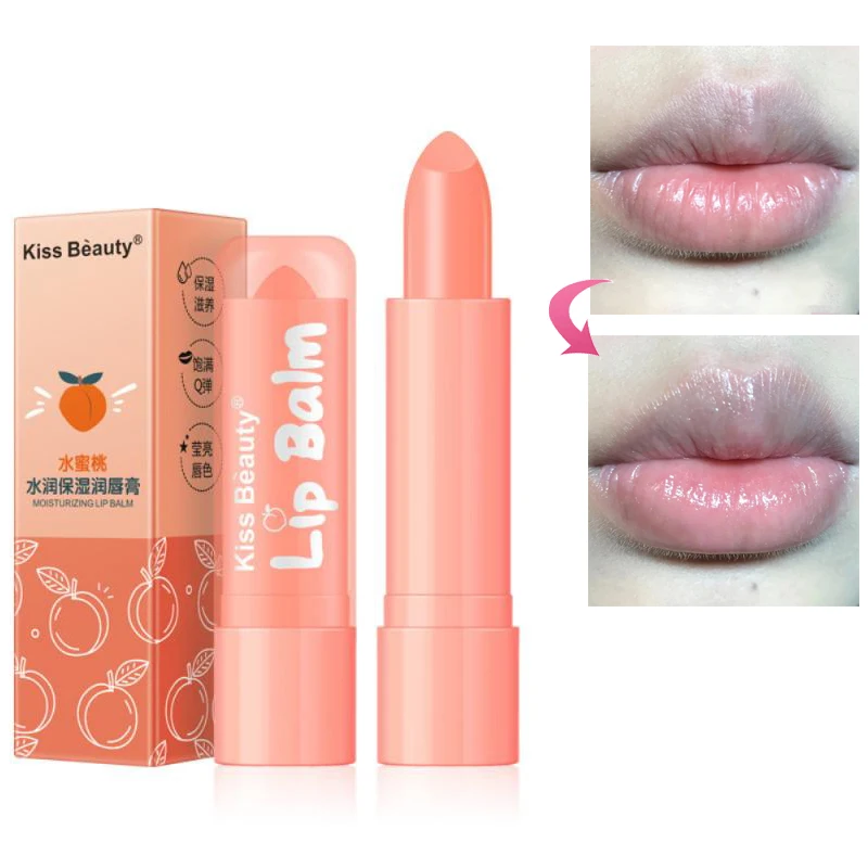 

Peach Aloe Lip Balm Moisturizing Nourishing Anti-wrinkle Repair Lips Line Lasting Jelly Lipstick Anti Aging Natural Lip Care 1PC