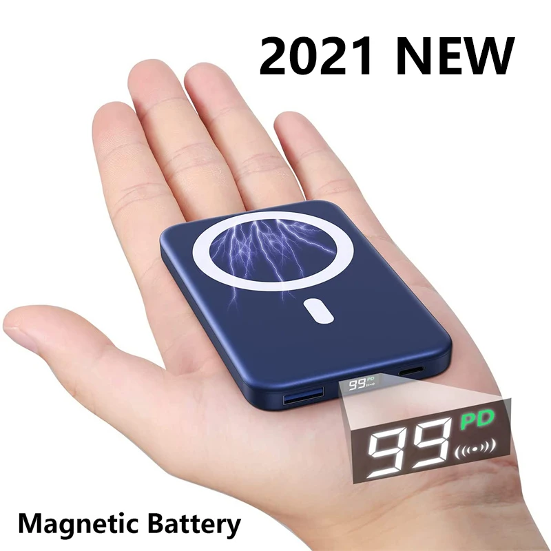 2021 new 10000mah magnetic wireless power bank 15w fast charger for iphone 13 12 pro max portable mobile phone external battery free global shipping