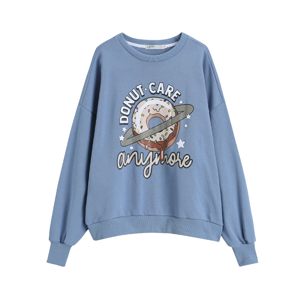 

COIGARSAM Print blouse women New Spring Loose Cartoon blusas womens tops and blouses Blue 6364
