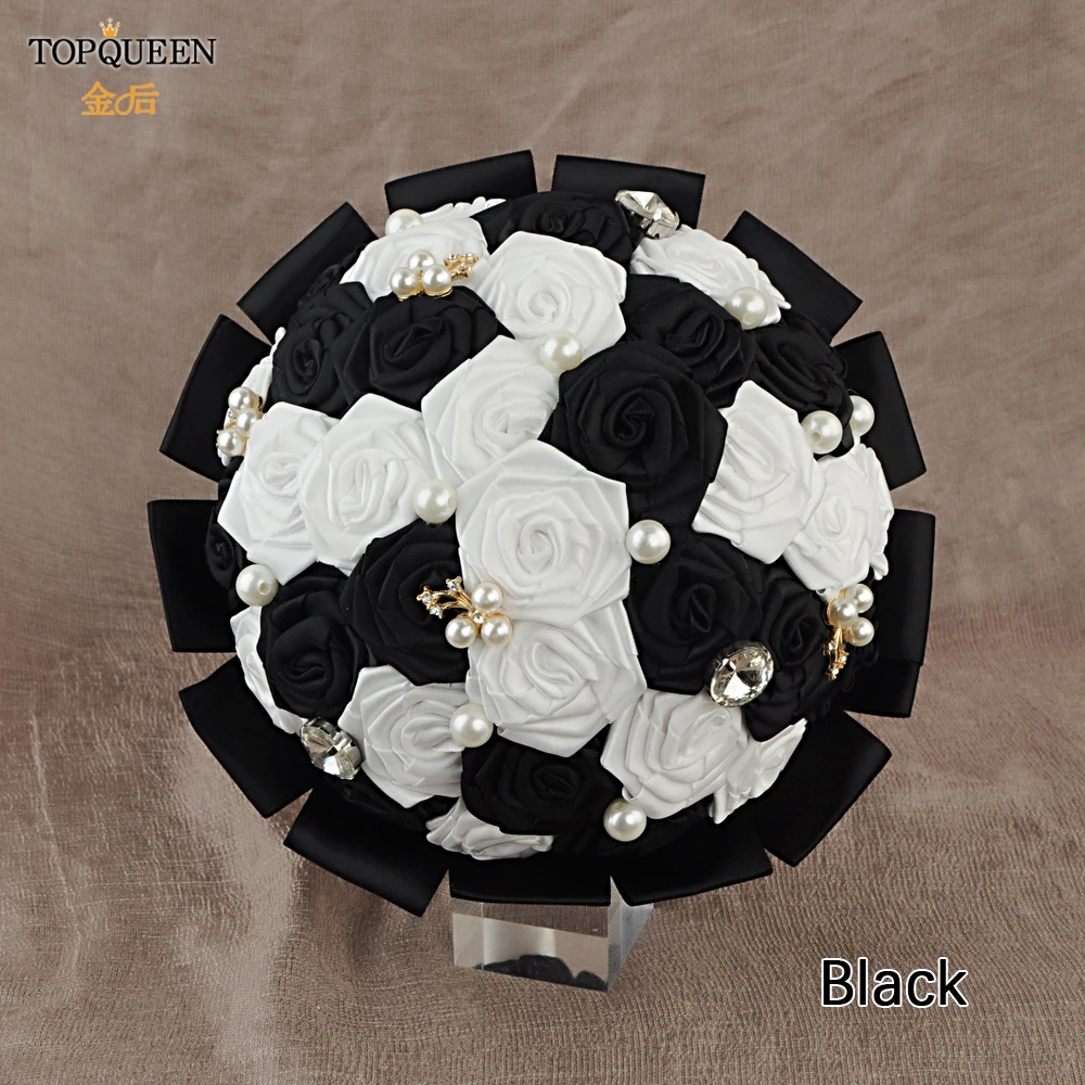 TOPQUEEN F6 BK букет для свадьбы шелковый невесты Свадебный каскадные бусы белый