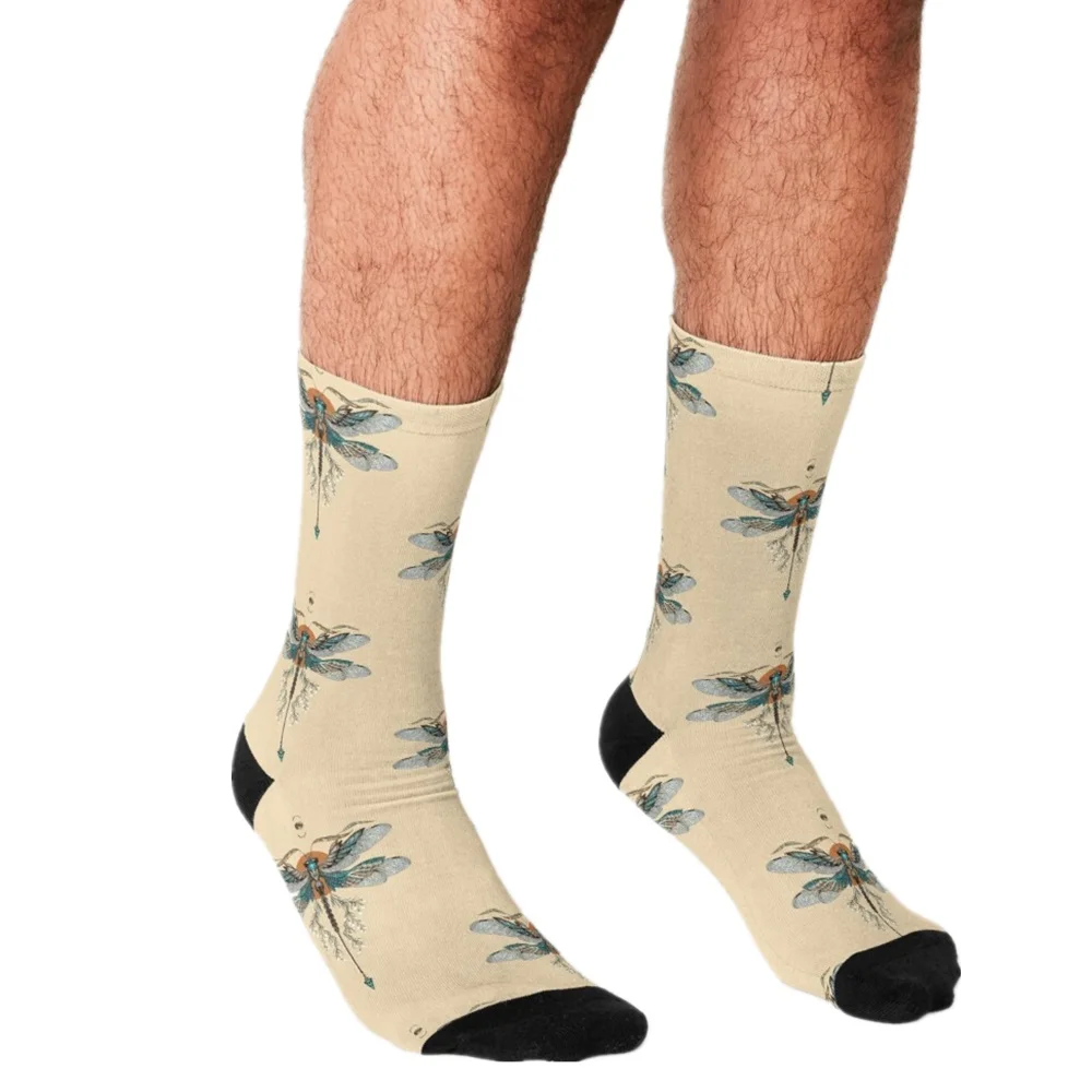 

Men Socks harajuku Luminescent Rainbow Jellyfish Blue Printed Happy hip hop Novelty Skateboard Crew Casual Crazy Funny Socks