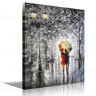 Постер на холсте HD с деревянной рамкой, настенный постер для любителей искусства под зонтом, напечатанный на холсте, картина с ножом, черный, белый, красный, синий