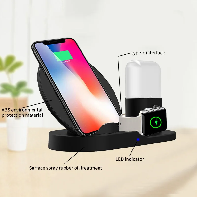 

New 3 In 1 Fast QI Wireless Charger For Airpods Pro iWatch Dock Station Charging Holder For iPhone 11 Pro Max XS XR X 10 8 Plus
