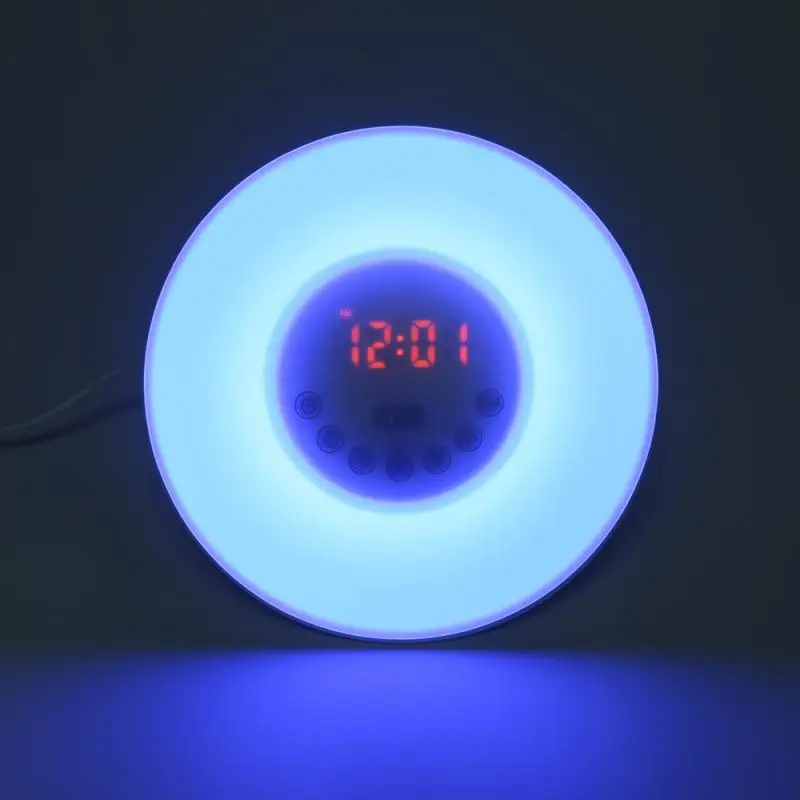 

Будильник, имитация света восхода, лампа с вилкой европейского стандарта, лампочка для пробуждения, звуковые лампы, светодиодный RGB светиль...