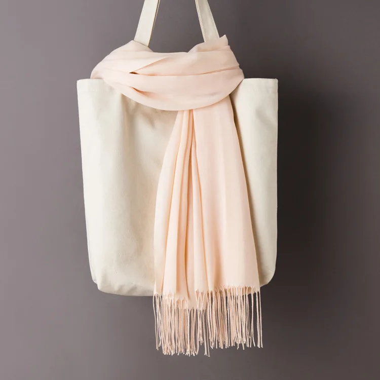 Beige yellow Scarf Women Solid Color Cashmere Scarves with Tassel Autumn New Soft Warm Lady Girls Wraps Thin Long Scarf Female Shawl Men Scarf - Цвет: Beige yellow Scarf