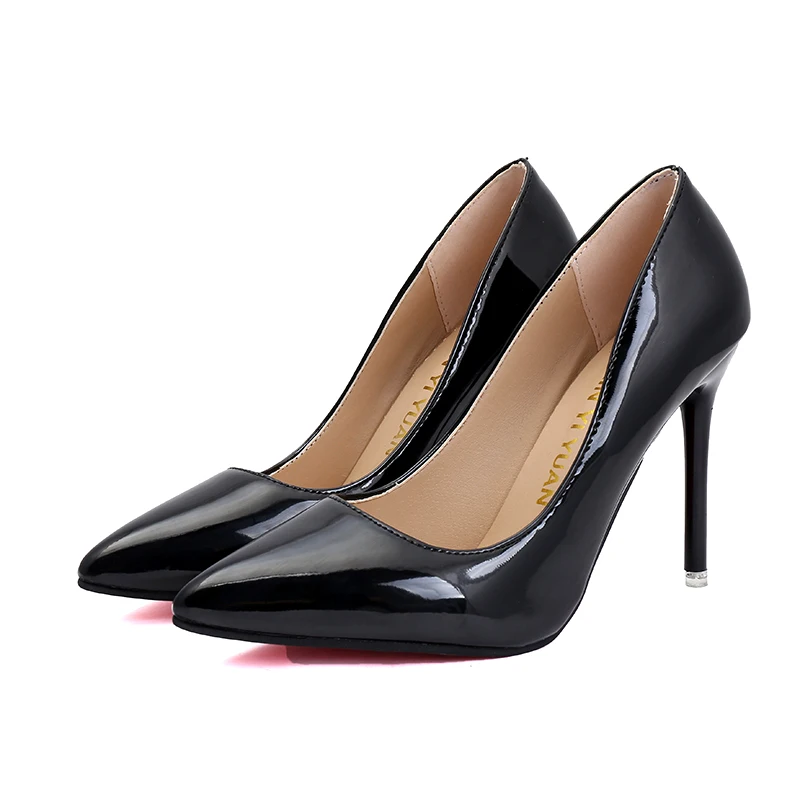 

Женские черные туфли-лодочки с заклепками, новинка 2021, туфли-лодочки из искусственной кожи на высоком тонком каблуке-шпильке, Соблазнительн...