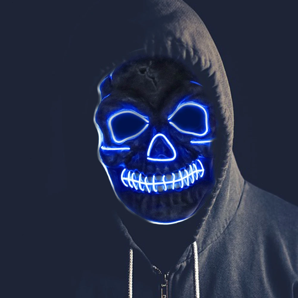Светящиеся светящиеся светодиодный маски вечеринка Хэллоуин страшная маска EL Wire