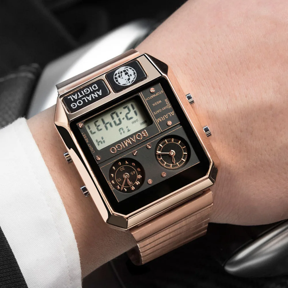 BOAMIGO для мужчин модные 2020 Reloj Депортиво Hombre нержавеющая сталь цифровые часы