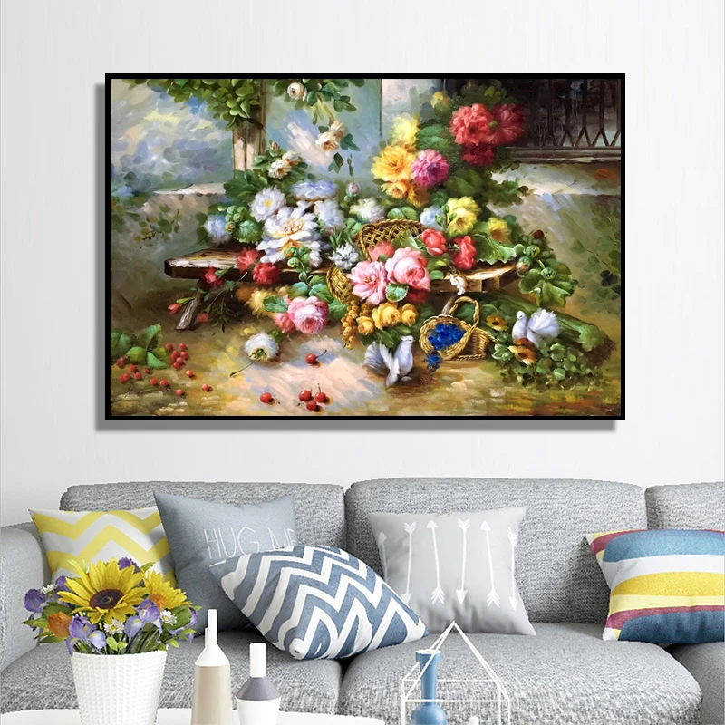 

100% Hand Painted Abstract Flower bird Art Oil Painting On Canvas Wall Art Frameless Picture Decoration For Live Room Home Decor