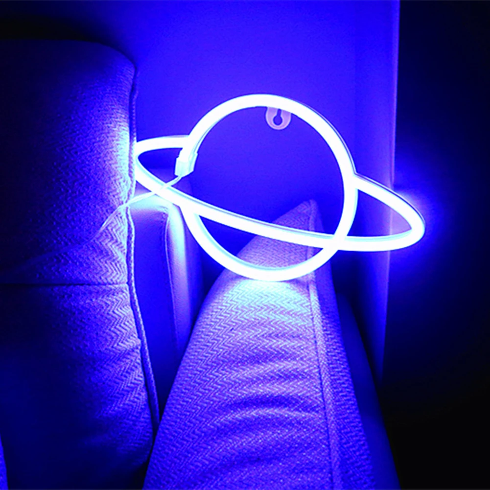 

LED Night Light Elliptical Sign Planet Shaped for Kids Adults Bedroom New Year Gift Dual Use Home Wall Neon Lamp Decor