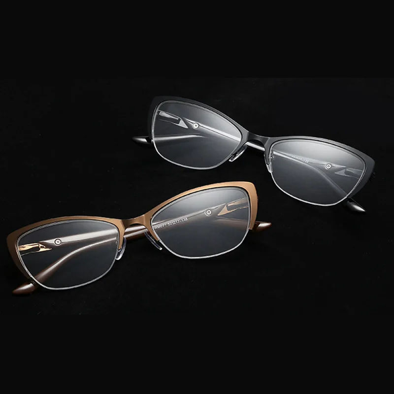 Очки для чтения кошачий глаз женские и мужские Полуободковые Металлические очки