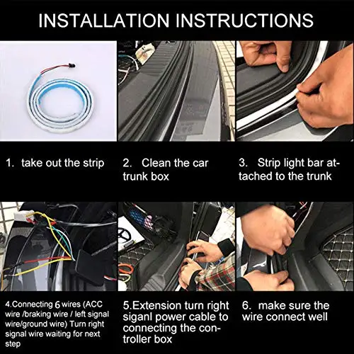 Стайлинга автомобилей поворотов Янтарный потока Светодиодный ленты багажник