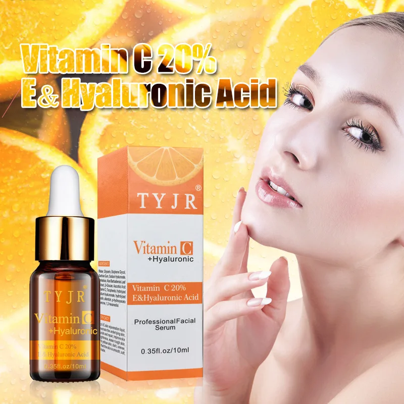 

100% Pure Vitamin C Serum Liquid Freckle Removal Acne Scars Hyaluronic Acid Anti-wrinkle Vc Face Serum Fade Dark Spot Essence