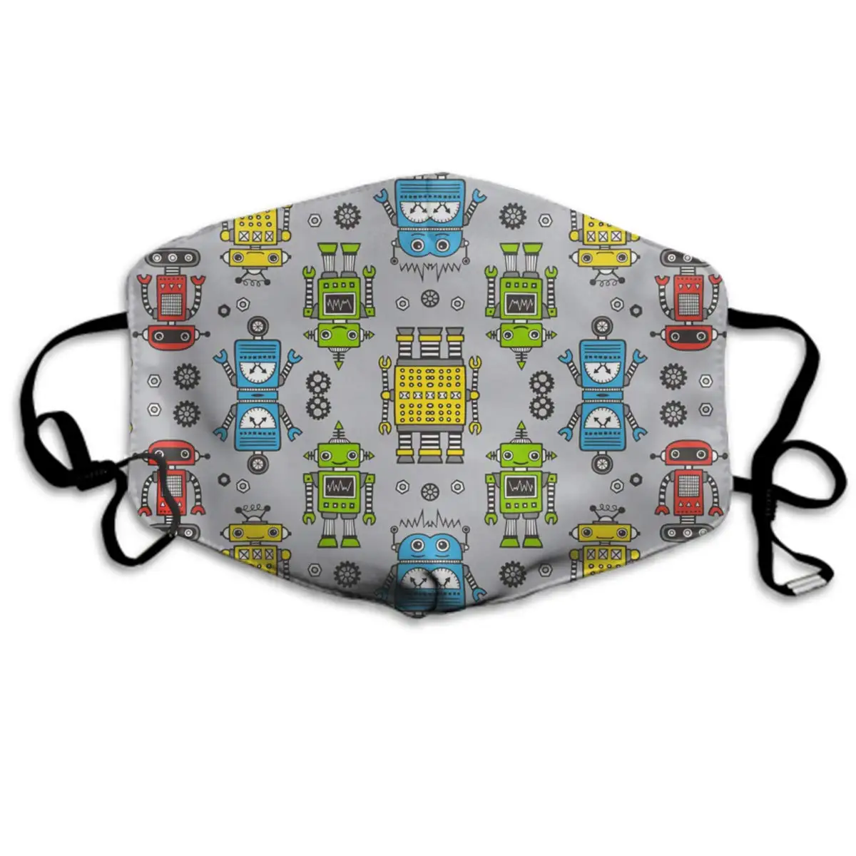 

Winter Norse Warmer, Comfortable Two Layer Robots On Gray Anti Dust Face Mask Cover Mouth for Adults and Teens