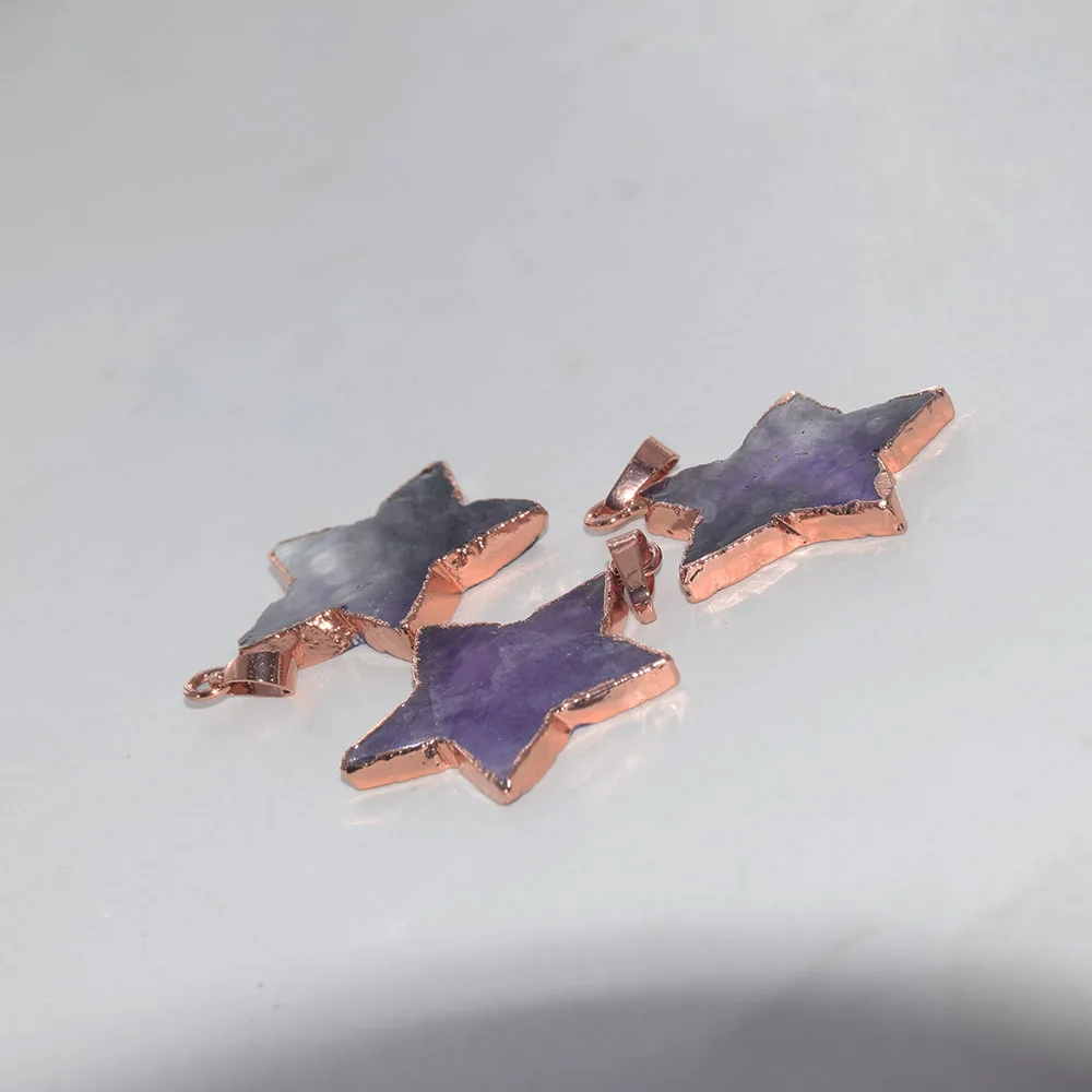 Натуральный фиолетовый камень аметист звезды кулон для женщин 2021 резные чакра