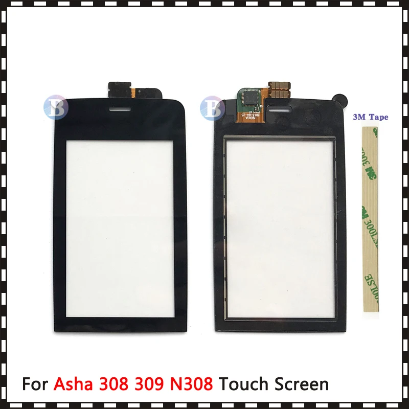 

N308 High Quality 3.0" For Nokia Asha 308 309 310 3080 3090 Touch Screen Digitizer Sensor Outer Glass Lens Panel Black