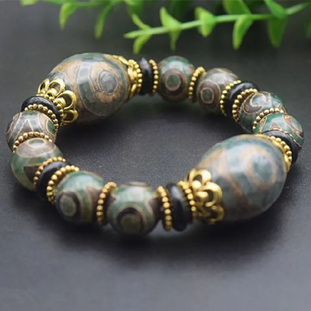 Прямая доставка старые тибетские бусины дзи браслет в этническом стиле отличное