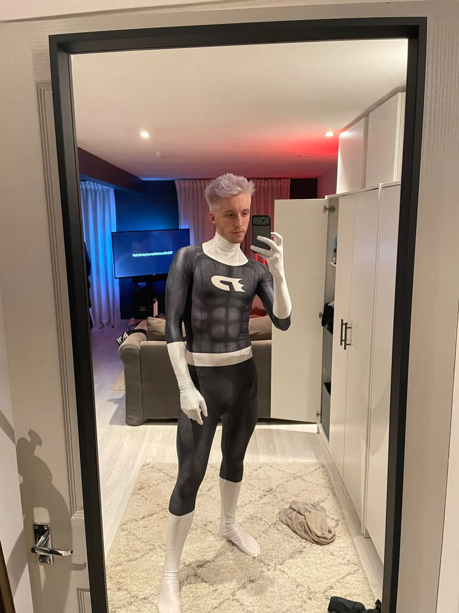 Взрослые дети Дэнни Фантом Косплей Костюм Печатный супергерой фотокостюмы Zentai |