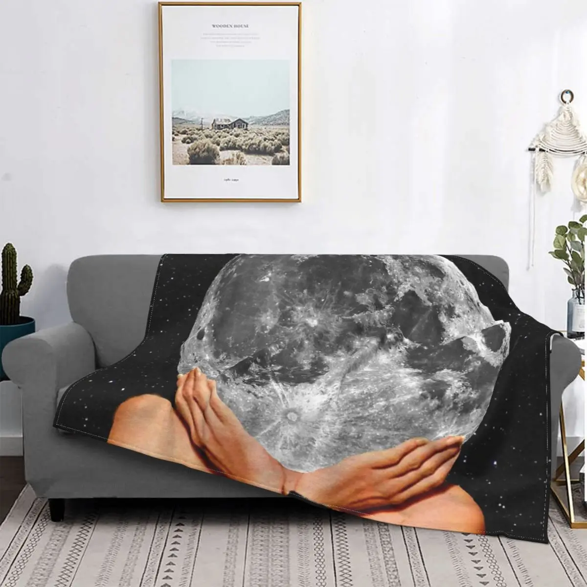 

La Luna-Manta artística de Luna llena, colcha para cama a cuadros, toalla, manta de playa, Sudadera con capucha, mantas receptor