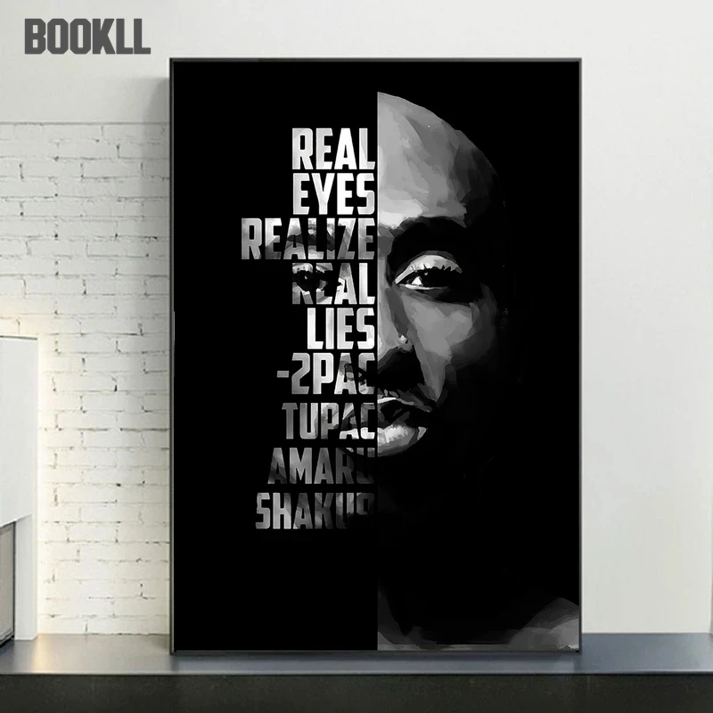 

Black And White Tupac Shakur Famous Hip Hop Rap Music Singer Stars Modern Wall Art Poster Canvas Painting Oil Picture Home Decor