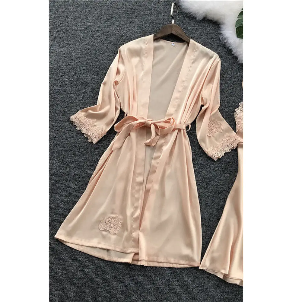 2020 женская ночная рубашка сатиновая кружевная сексуальная одежда для сна Нижнее