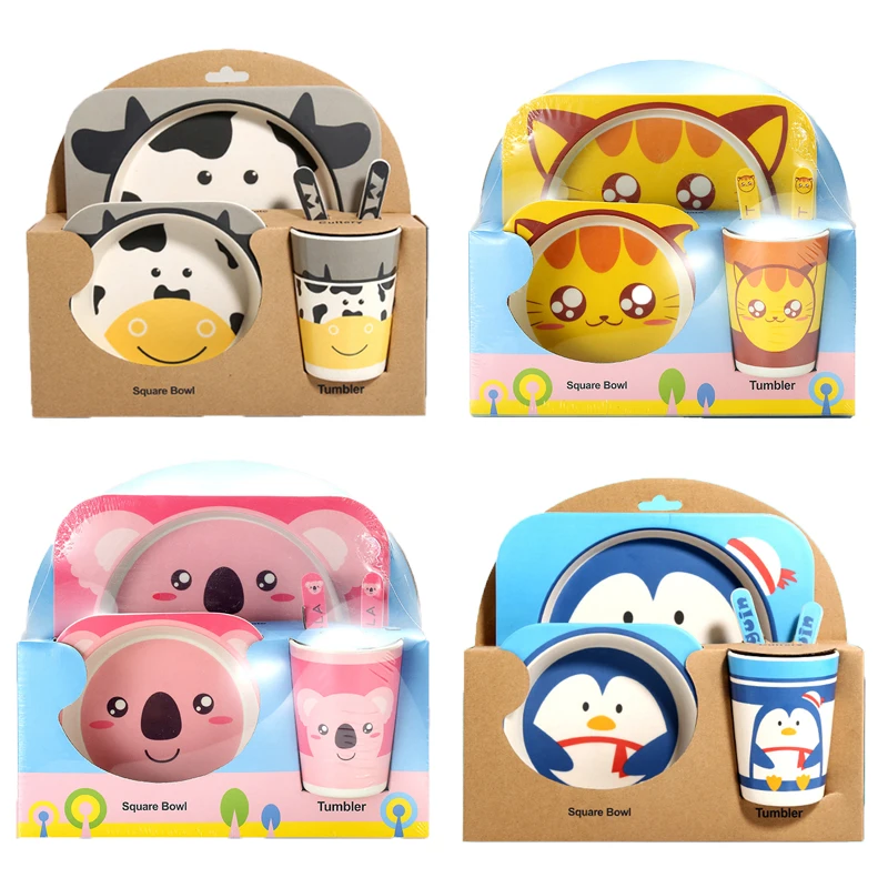 Набор из 5 предметов Smgslib детская посуда натурального бамбука Бамбуковая чаша для