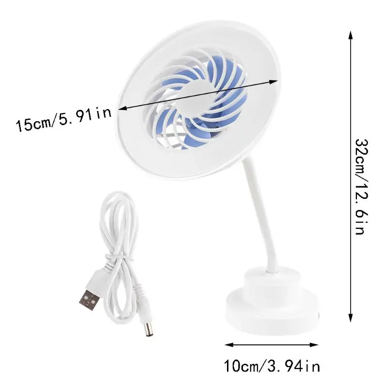 

YAM 2-in-1 USB Powered Desk Fan Lamp 3 Speeds Adjustable with Finger Sensor Switch Table Fan LED Light for Camping Home Office