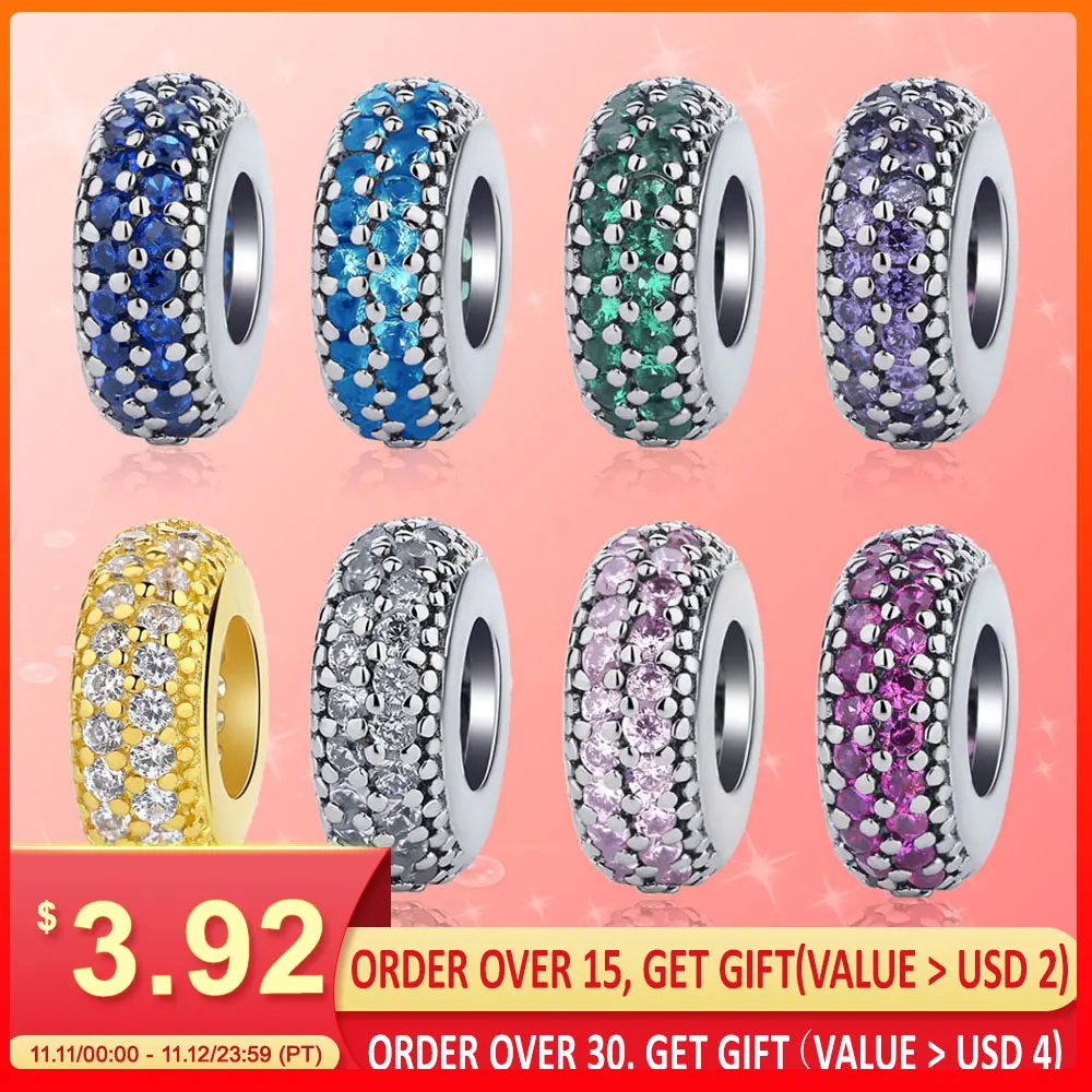 Бусины из стерлингового серебра 925 Шарм элегантная блестящая клипса Пробка