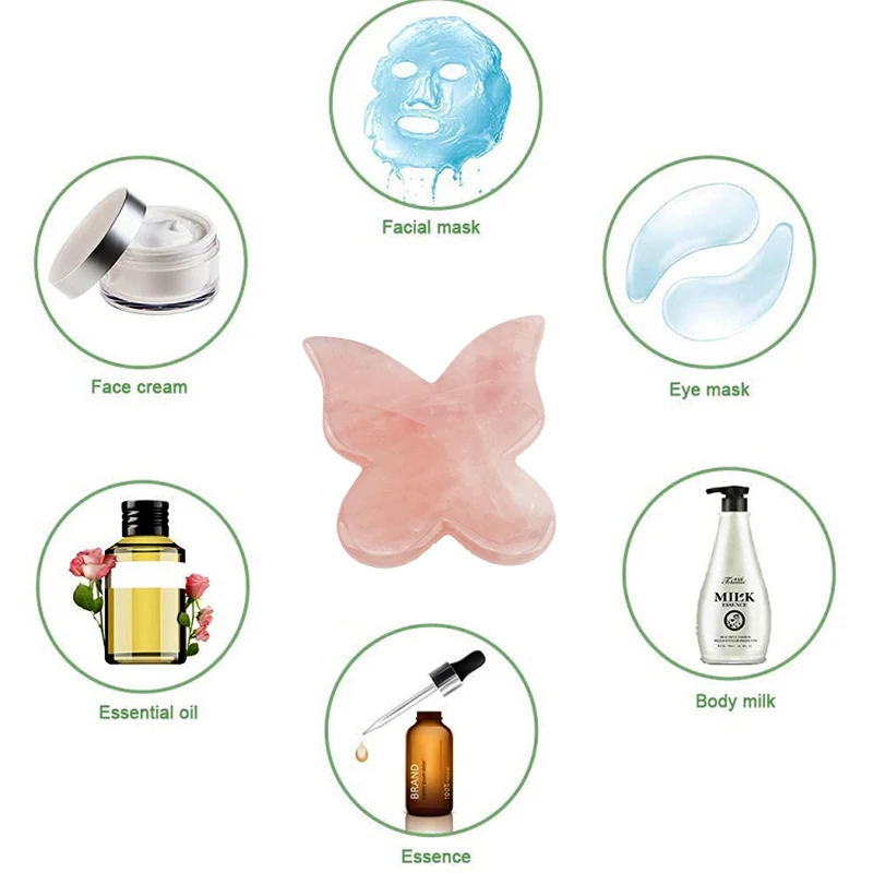 Традиционный скребок для массажа Gua Sha из розового кварца средство ухода за кожей