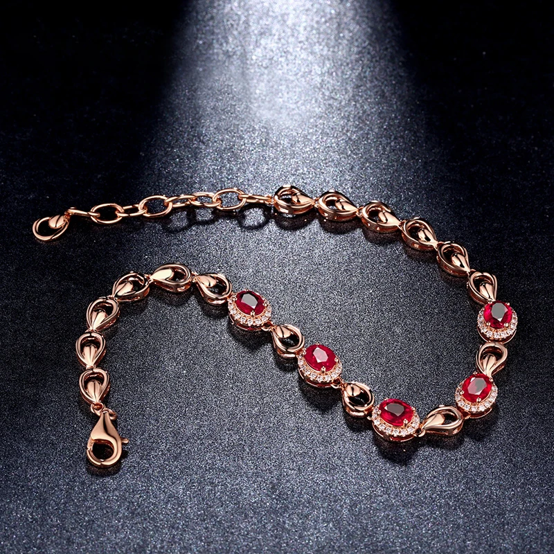 Женские браслеты MAQ из чистого золота 18 карат с натуральным Рубином Изящные
