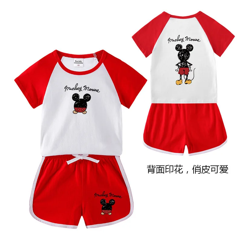 Комплект из 2 предметов с принтом Микки и шортами | Мать ребенок