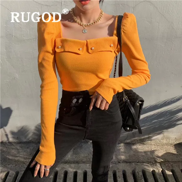 Женский элегантный топ RUGOD весенний однотонный трикотажный Повседневный свитер