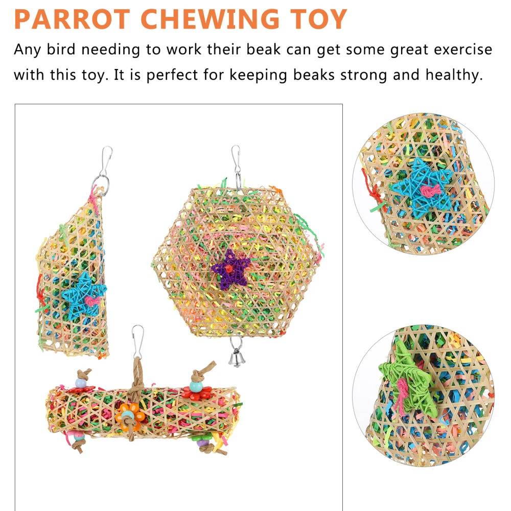 

3Pcs Bamboo Bird Shredding Hanging Toys Foraging Toys (Random Color)