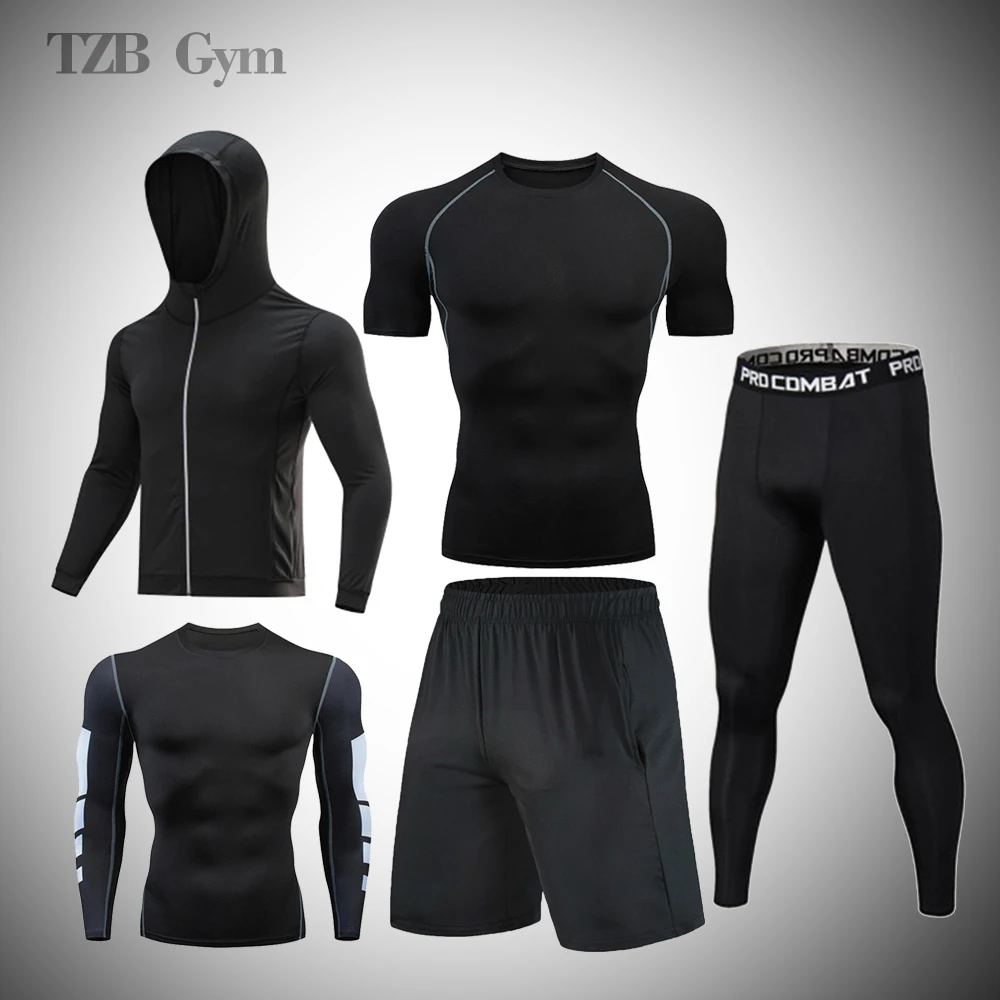 

Tracksuit Men Sportsuits Sweat Suit High quality Men's Sets Mens Clothes Quick Dry Compression T Shirt Pants Brand Men Rashguard