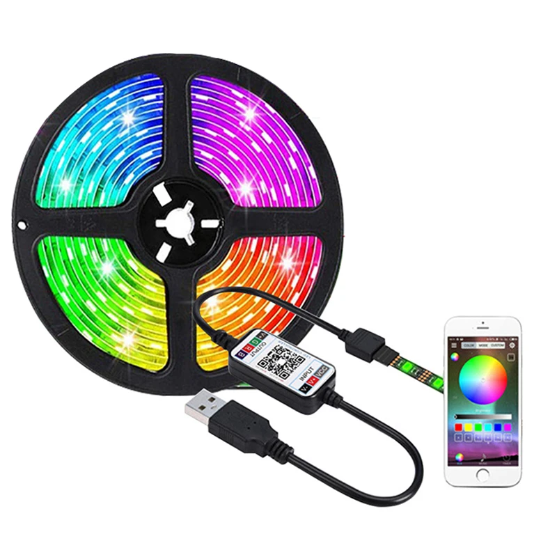 

LED Strip LightLED 5050 RGB LED Strip Lights 12V 5M Flexible LED Lamp Tape Ribbon RGB TV Desktop Screen BackLight Diode Tape