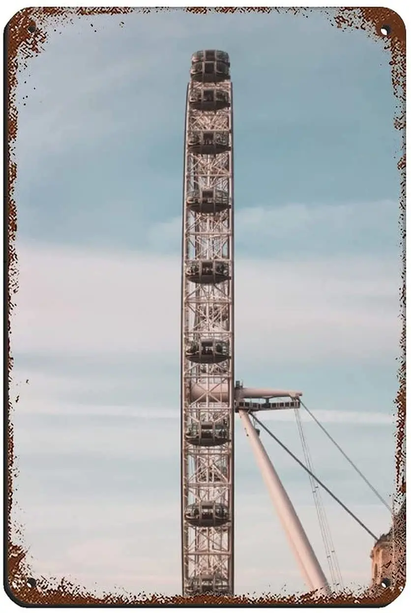 

London Eye Ferris Wheel Travel Poster Retro Poster Metal Tin Sign Chic Art Retro Iron Painting Bar People Cave Cafe Family Wall