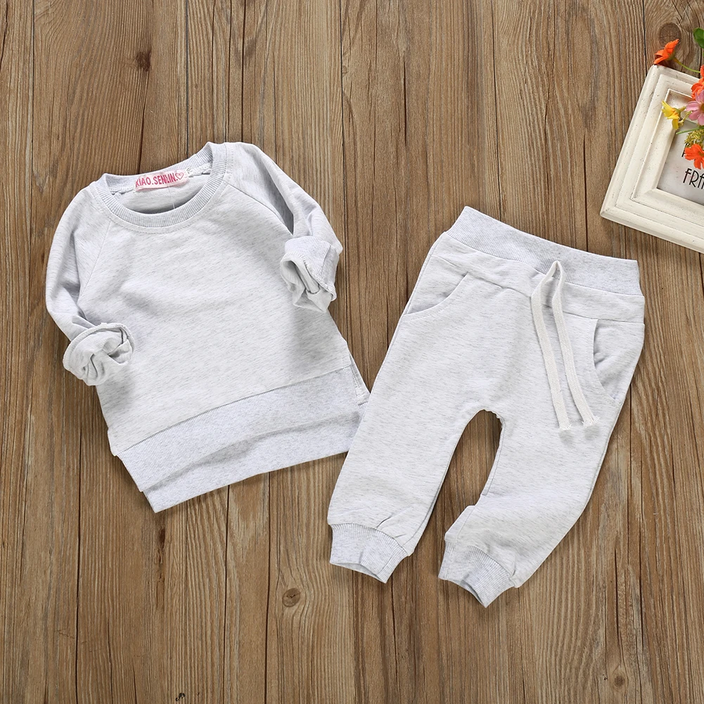 Emmababy-осенняя одежда для новорожденных мальчиков и девочек топы Комбинезон спортивный костюм штаны комплекты одежды для малышей