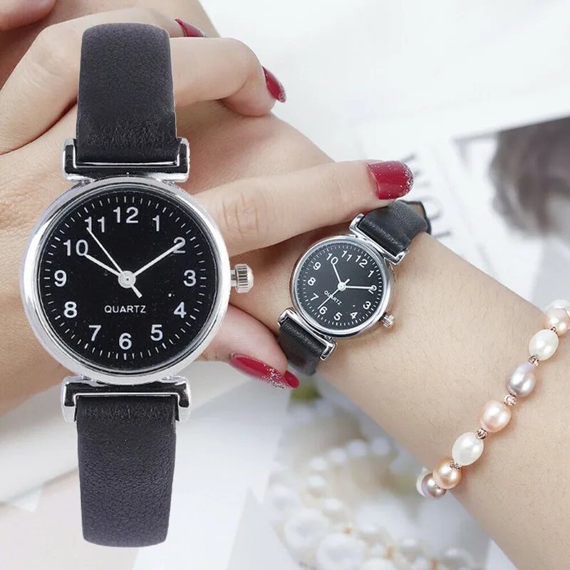 

Классические женские повседневные кварцевые часы с кожаным ремешком, круглые аналоговые часы, наручные часы для мужчин