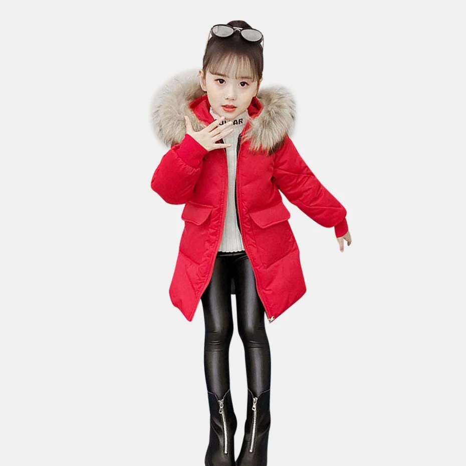 Пуховое пальто для девочек толстая пуховая куртка с капюшоном Детская верхняя