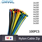 100 штсамоблокирующийся пластиковый нейлоновый провод кабель застежка-молния стяжки смешанные кабельные стяжки крепежные петли кабель различные характеристики