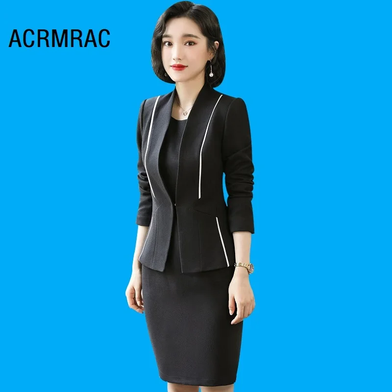 Женские костюмы облегающее осеннее платье-пиджак комплект из 2-х предметов